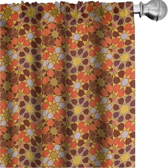 Retro Curtains, Traditional 70's Vintage Flowers, 2 Panel Set, Pair of - 28x84" - Picture 2 of 3